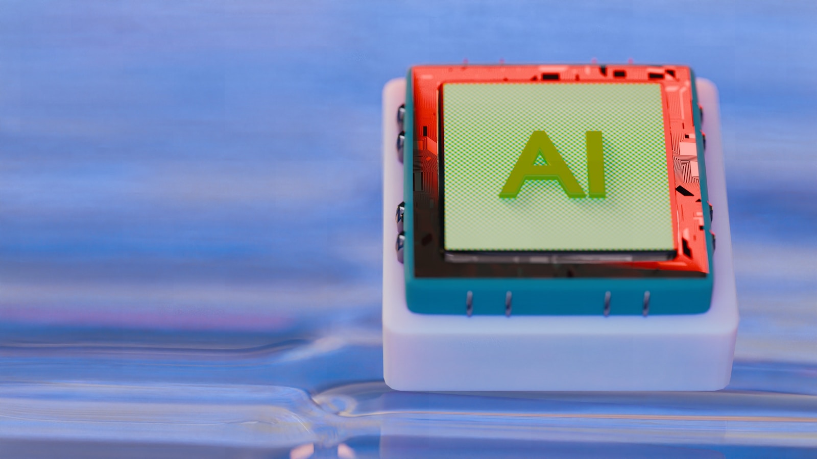 Artificial-intelligence microchip, a symbol of AI virtual employees in the company